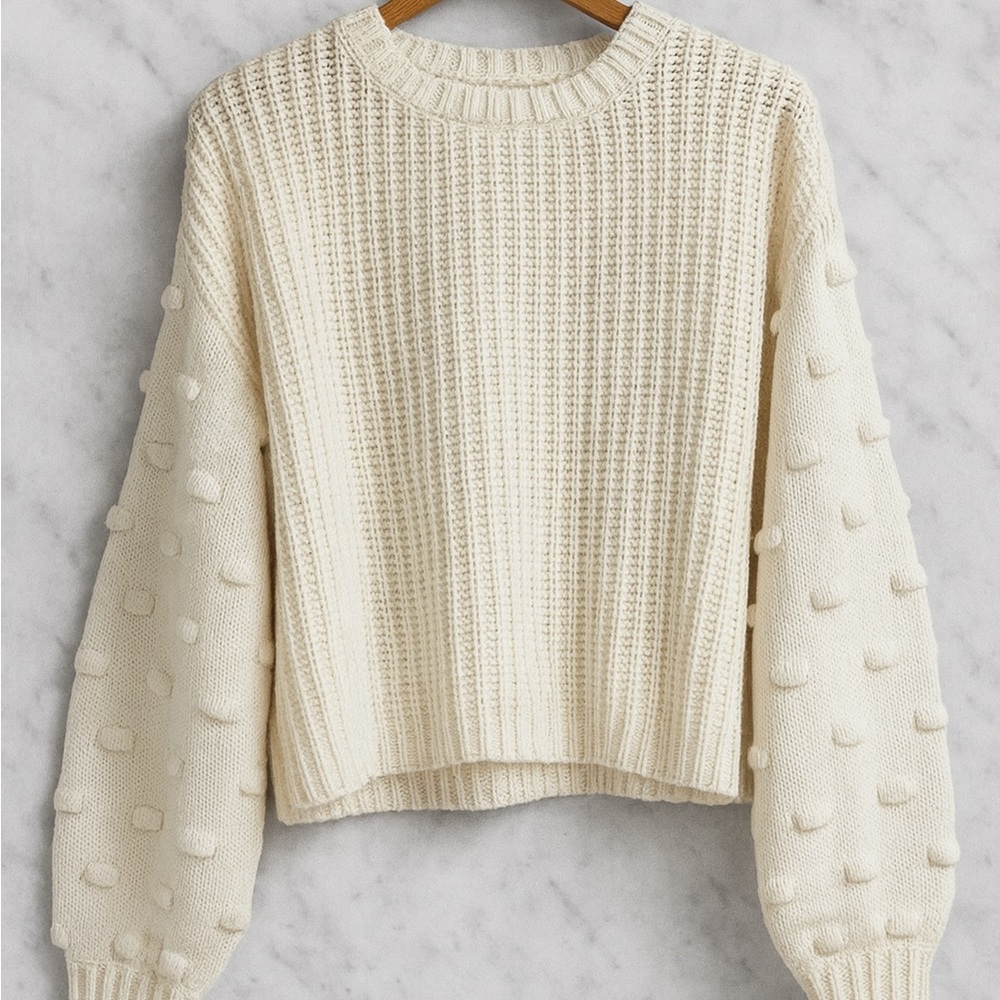 Chic Cream Knit Sweater for Women